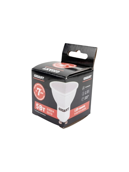Светодиодная лампа Gigant GU10 5Вт 3000K 380Лм G-GU10-5-3000K