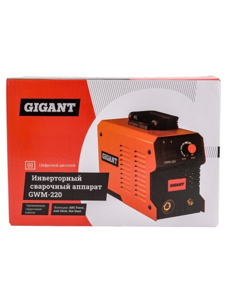 Инверторный сварочный аппарат (220 А; дисплей; кабель 2.5+1.5 м) Gigant GWM-220