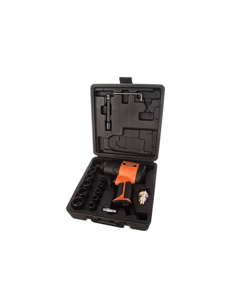 Ударный пневмогайковерт (720 Нм; 1/2"; кейс) Gigant PW 720 + набор головок