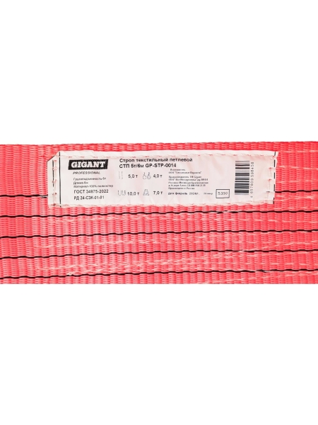 Текстильный петлевой строп Gigant Professional СТП 5 т, 6 м GP-STP-0014