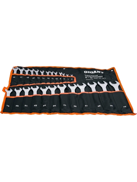 Набор комбинированных ключей Gigant 6 - 32 мм, 25шт., полированный хром, Сталь Cr-V, 6-32мм, GDWSP-25