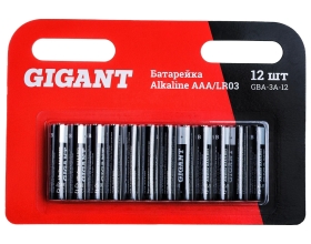 Батарейка Gigant Alkaline ААА/LR03 блистер 12 шт. GBA-3A-12