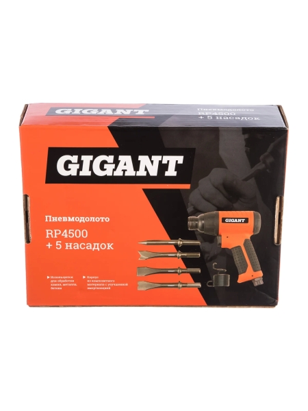 Пневмодолото (5 Дж; оснастка 10 мм шестигранник) Gigant RP4500 + 5 насадок