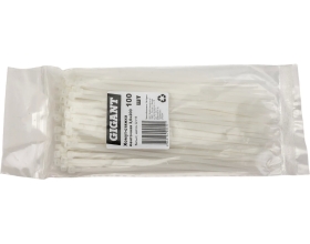 Нейлоновая хомут-стяжка Gigant 3,6х200 белый, 100 шт G/1/16