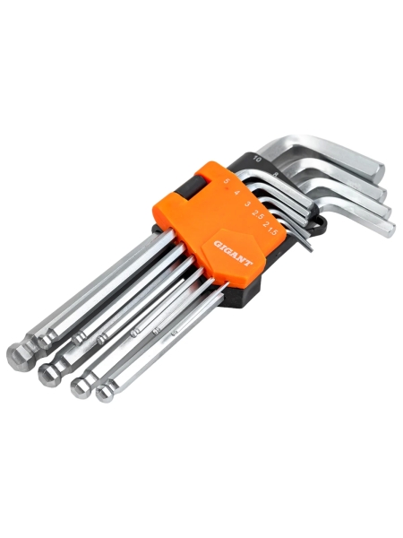 Набор шестигранных ключей с шаром 10 шт Gigant, размеры1,5-10мм, grf-123