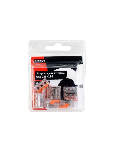 Трехпроводная клемма Gigant 6 шт/уп 0,08-2,5(4)мм² GCT-221-413-6