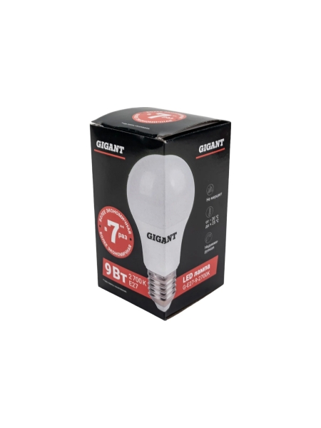 Светодиодная лампа Gigant E27 9Вт 2700К А60 850Лм G-E27-9-2700K