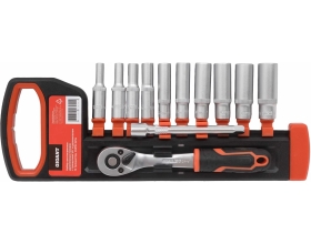 Набор шестигранных удлиненных головок Gigant с трещоткой 1/4" и удлинителем, 12 предметов GSRW-12/14