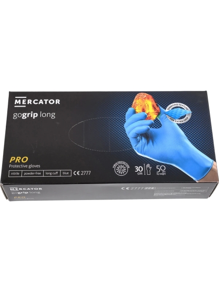 Профессиональные нитриловые перчатки gogrip синие, удлинненные 300 мм, размер XL, 25 пар. RP30031005_0001