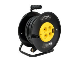 Силовой удлинитель Inforce на катушке, 4 гнезда, с/з КГ 3х2,5 16A 30м IP20 GRANITE ZG 09-15-11