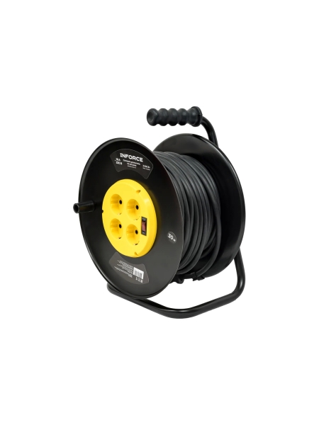 Силовой удлинитель Inforce на катушке, 4 гнезда, с/з КГ 3х2,5 16A 30м IP20 GRANITE ZG 09-15-11