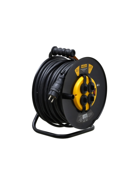 Силовой удлинитель на катушке Inforce 4 гнезда, с/з КГт 3х2,5 16A 50м IP44 GRANITE ZG 09-15-04