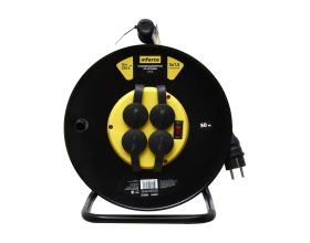 Силовой удлинитель на катушке Inforce 4 гнезда, с/з КГт 3х1,5 16A 50м IP44 GRANITE ZG 09-15-02