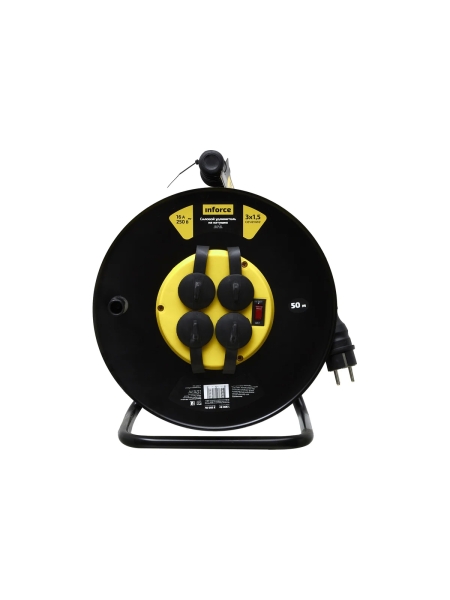Силовой удлинитель на катушке Inforce 4 гнезда, с/з КГт 3х1,5 16A 50м IP44 GRANITE ZG 09-15-02