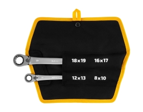 Набор накидных трещоточных ключей 4 в 1 Inforce, Сталь Cr-V, 8-19мм, профессиональный, 06-05-90