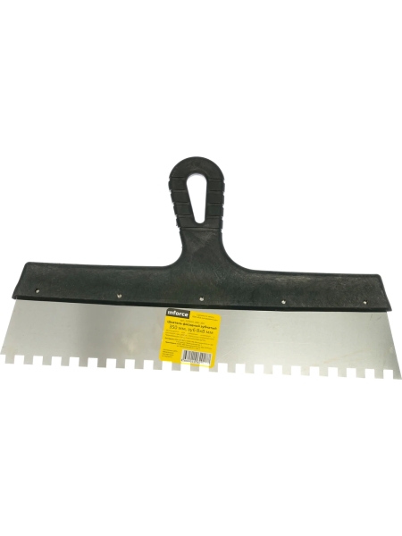 Зубчатый шпатель Inforce 350 мм зуб 8х8 мм с пластиковой ручкой 020605-080-350