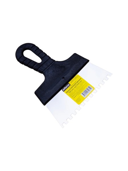 Зубчатый шпатель Inforce 150 мм зуб 6х6 мм с пластиковой ручкой 020605-006-150