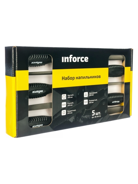 Набор напильников Inforce 200мм, 5 штук 06-15-06