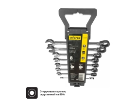 Набор комбинированных ключей с трещоткой 8 предметов Inforce 06-05-50