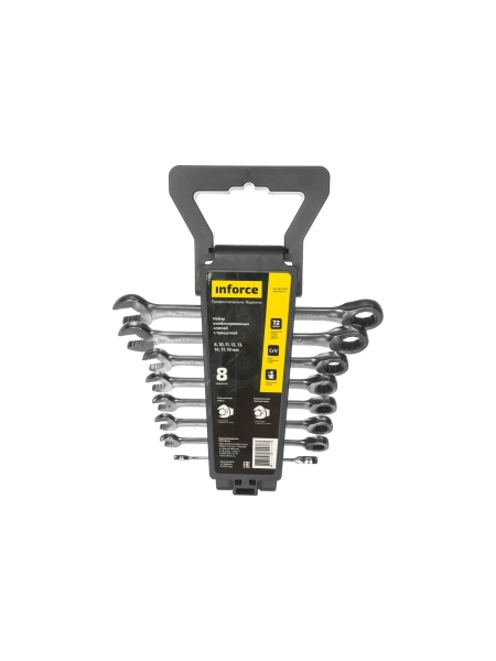 Набор комбинированных ключей с трещоткой 8 предметов Inforce 06-05-50