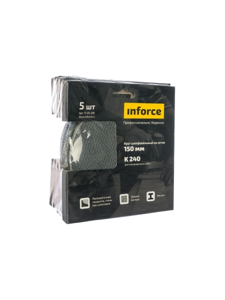 Круг шлифовальный на сетке (5 шт; 150 мм; K 240; картонный бокс) Inforce 11-01-318