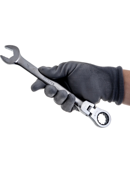 Набор комбинированных шарнирных ключей с трещоткой 12 предметов Inforce, Сталь Cr-V, 8-19мм, 06-05-51