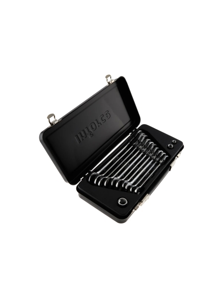 Набор комбинированных шарнирных ключей с трещоткой 13 предметов Inforce, Сталь Cr-V, 10-19мм, 06-05-53