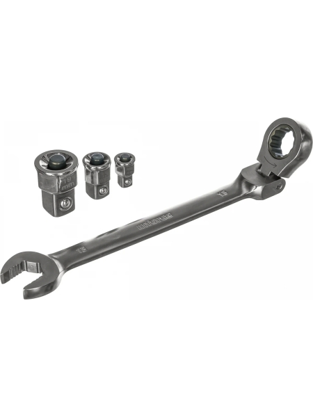 Набор комбинированных шарнирных ключей с трещоткой 13 предметов Inforce, Сталь Cr-V, 10-19мм, 06-05-53