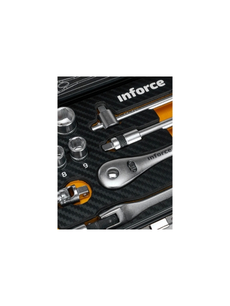 Набор инструментов 18 предметов 1/4" Inforce, Сталь Cr-V, Профессиональный, 06-07-13