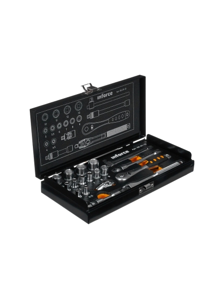 Набор инструментов 18 предметов 1/4" Inforce, Сталь Cr-V, Профессиональный, 06-07-13