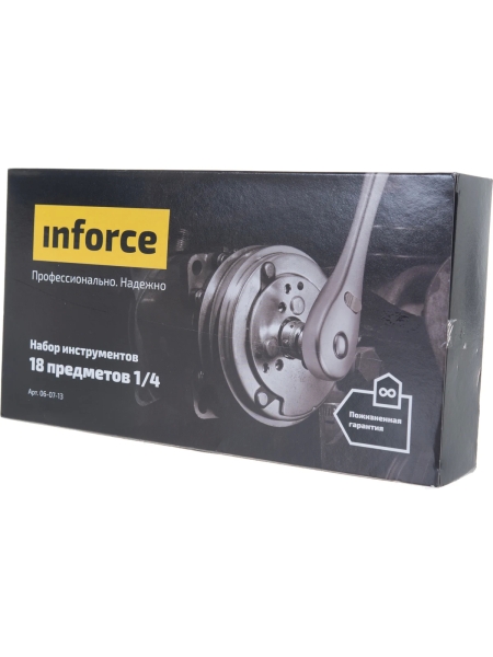 Набор инструментов 18 предметов 1/4" Inforce, Сталь Cr-V, Профессиональный, 06-07-13