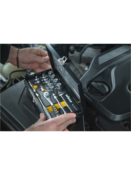 Набор инструментов 18 предметов 1/4" Inforce, Сталь Cr-V, Профессиональный, 06-07-13