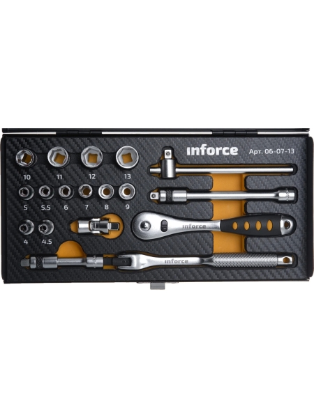 Набор инструментов 18 предметов 1/4" Inforce, Сталь Cr-V, Профессиональный, 06-07-13