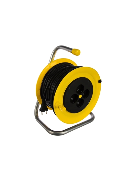 Силовой удлинитель на катушке Inforce К4-О-50 ПВС 2x0.75 50м, 6А, 4 встр. розетки б/з 24050