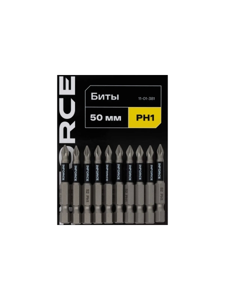 Биты, PH1, 50 мм, 10 шт Inforce 11-01-381