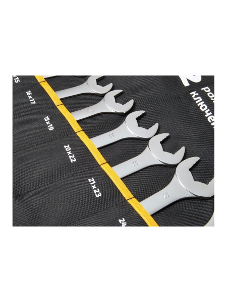 Набор рожковых ключей 12 предметов Inforce, Сталь Cr-V, 6-32мм, профессиональный, 06-05-44