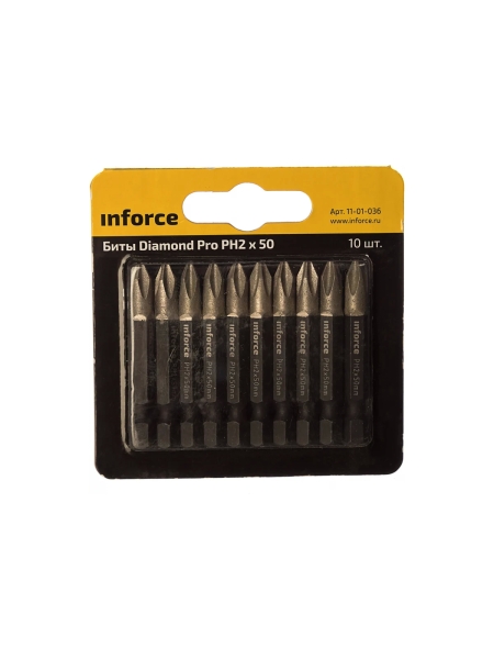 Биты Diamond Pro 10 шт PH2x50 Inforce 11-01-036