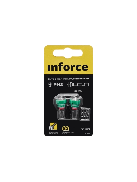 Бита с магнитным ограничителем (держателем) (2 шт; PH2; 25 мм) Inforce 11-01-296