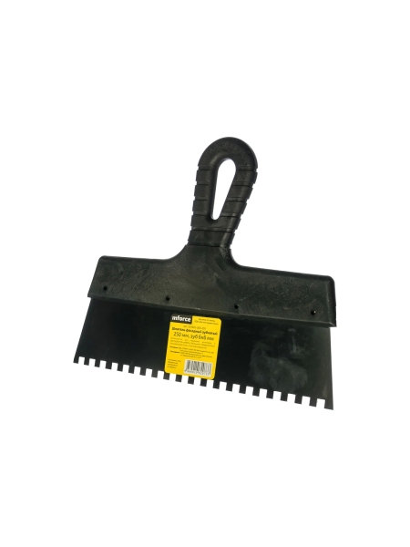 Зубчатый шпатель Inforce 250 мм зуб 6х6 мм с пластиковой ручкой 020605-006-250