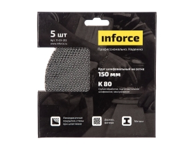 Круг шлифовальный на сетке (5 шт; 150 мм; K 80; картонный бокс) Inforce 11-01-313