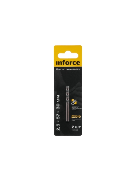 Сверло по металлу HSS-G (2 шт; 2.5х57х30 мм) Inforce 11-01-669