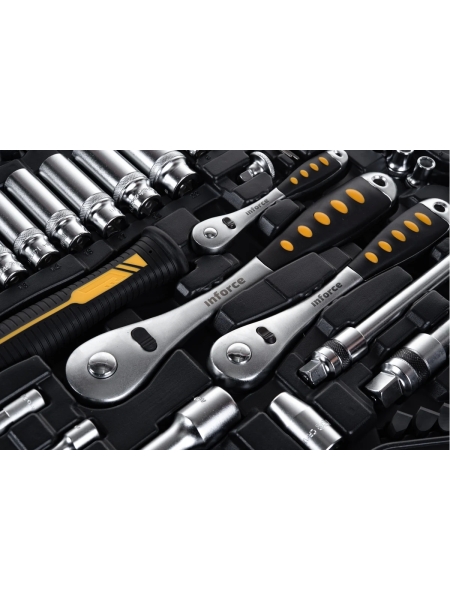 Набор инструментов Inforce 150 предметов 1/2" & 3/8" & 1/4", Сталь Cr-V, Сталь Cr-V, Профессиональный, 06-07-21
