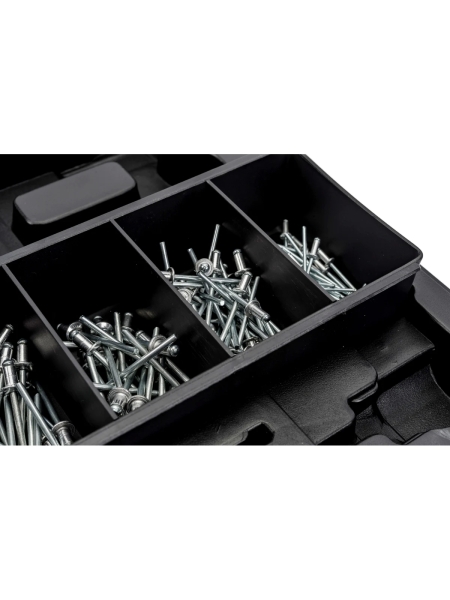 Литой ручной заклепочник Inforce поворотный 360 град., в кейсе, с набором заклепок 2.4-4.8 мм 06-14-111