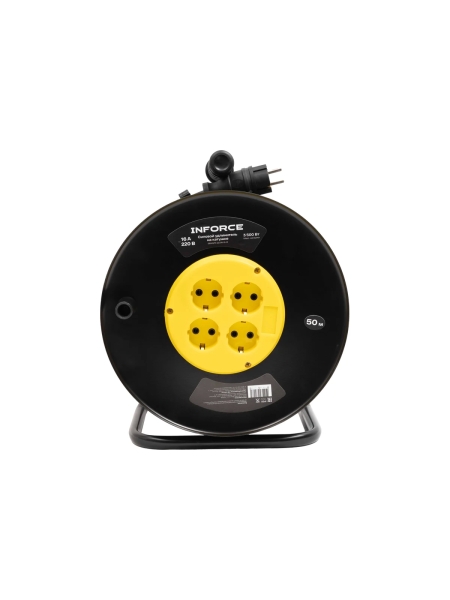 Силовой удлинитель Inforce на катушке 4 гнезда, с/з КГ 3х2,5 16A 50м IP20 GRANITE ZG 09-15-10