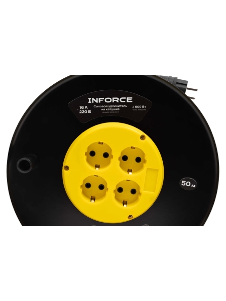 Силовой удлинитель Inforce на катушке 4 гнезда, с/з КГ 3х2,5 16A 50м IP20 GRANITE ZG 09-15-10