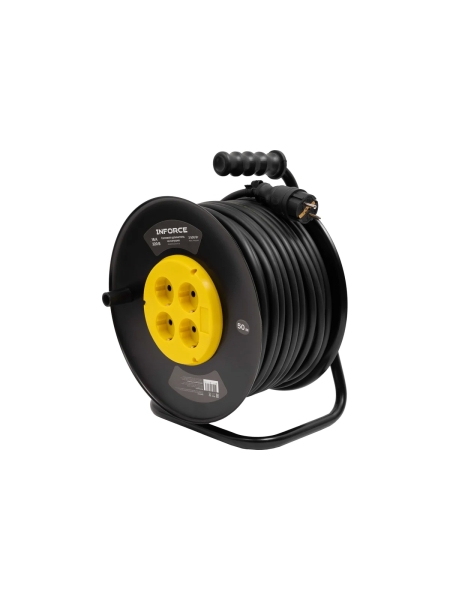 Силовой удлинитель Inforce на катушке 4 гнезда, с/з КГ 3х2,5 16A 50м IP20 GRANITE ZG 09-15-10