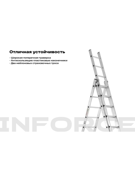 Профессиональная трехсекционная лестница Inforce 3x12 шириной 480мм ЛП-03-20