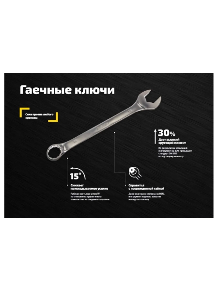 Комбинированный ключ 13мм Inforce, Сталь Cr-V, профессиональный, 06-05-15