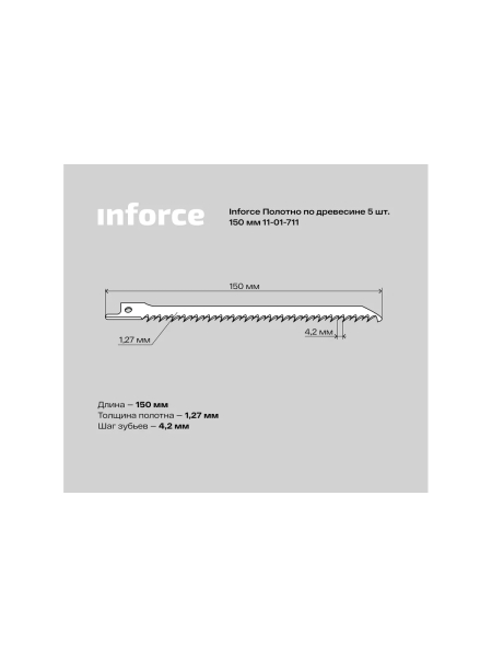 Полотно по древесине 5 шт, 150 мм Inforce 11-01-711