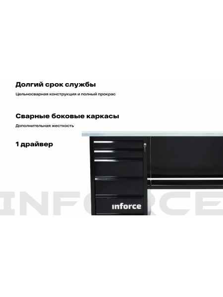 Верстак с драйвером Inforce 1600х686х845 LW-2 допустимая нагрузка на стол 1000кг, 05-01-006